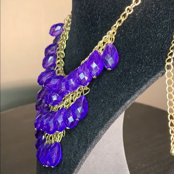Purple Necklace with Gold Chain - Picture 4 of 8